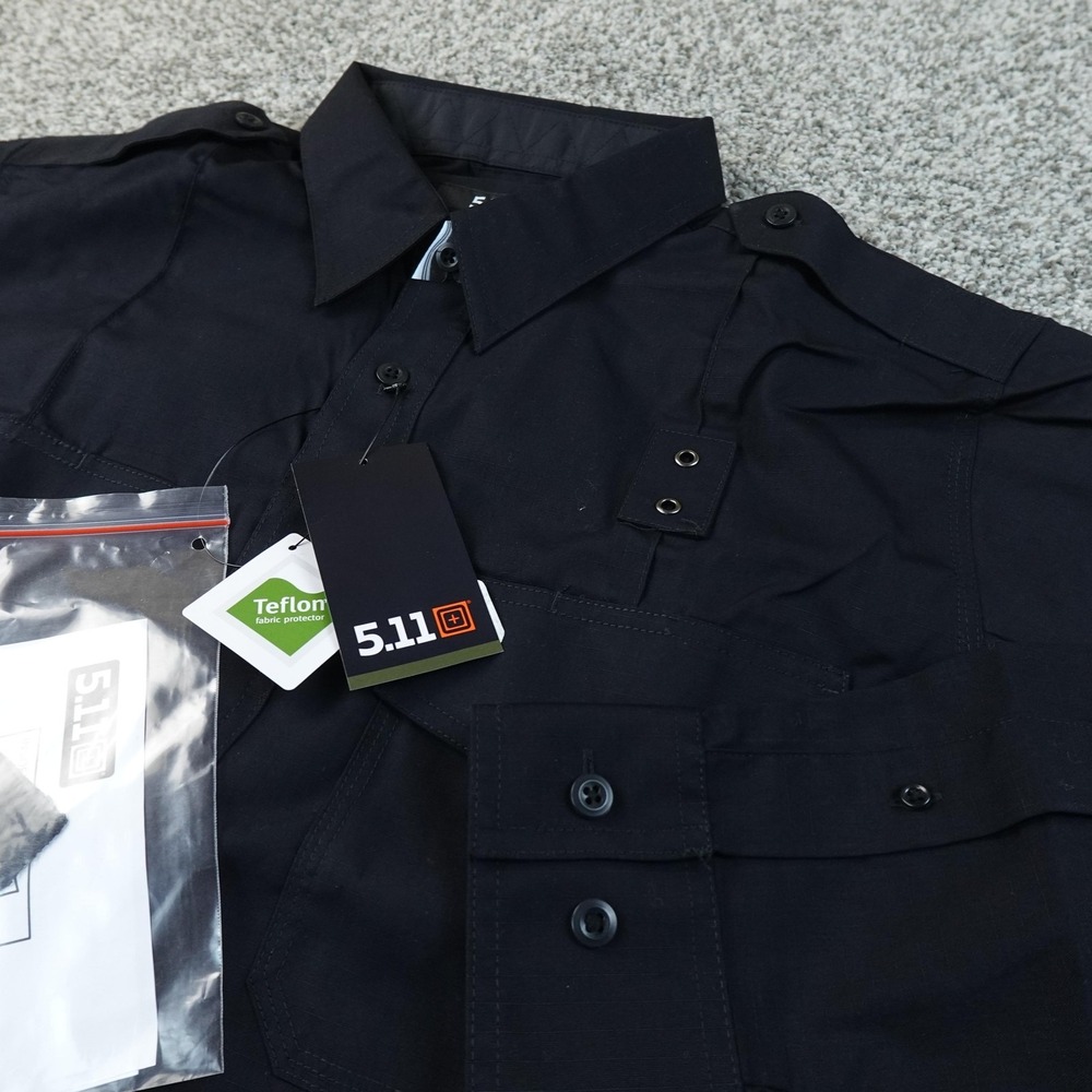 NEW 5.11 Tactical Shirt Mens LT Navy Blue Taclite PDU Long Sleeve Button Up Work